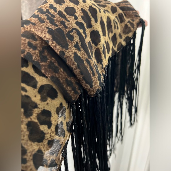 Animal Print Fringed Scarf - Picture 1 of 7